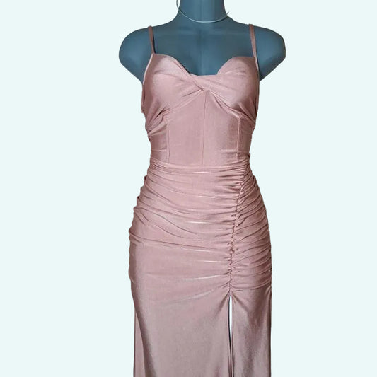 CarolinaBoutique Vestido Tirantes Fiesta Rosa Palo