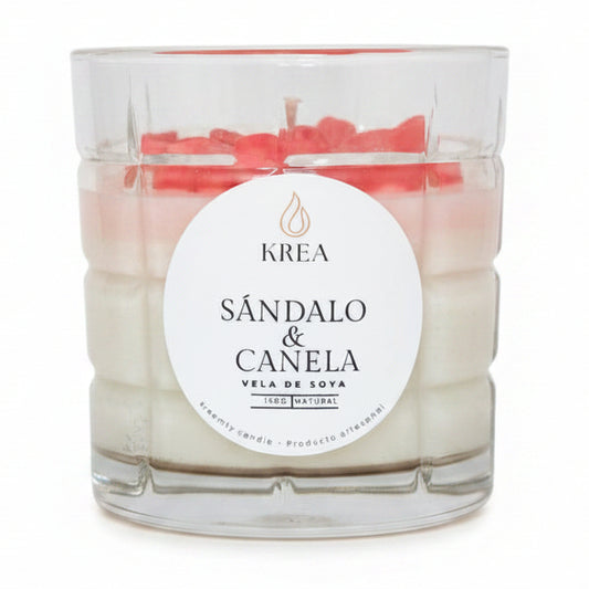 KREA VA Vela Detalle Flor Sandalo Canela