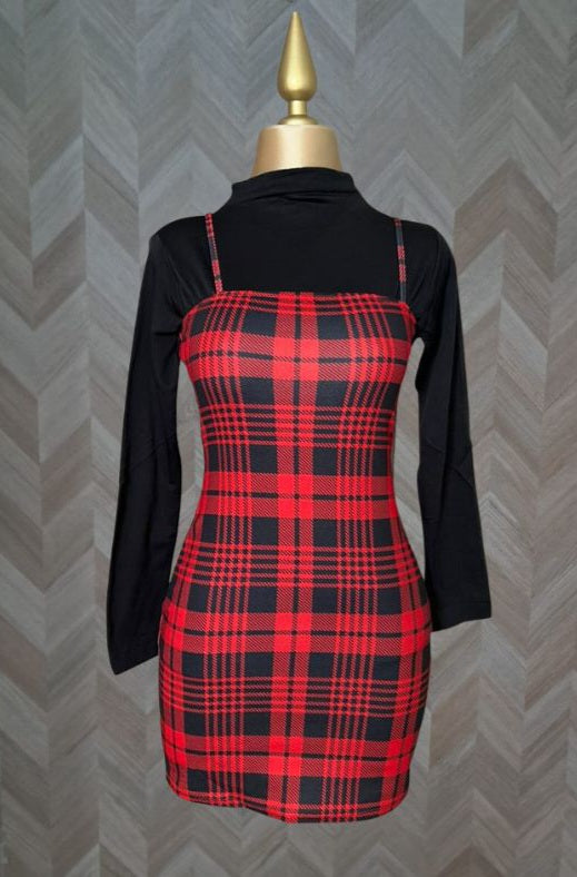 Salem Vestidos - Vestidos Rojo Blusa Tartan