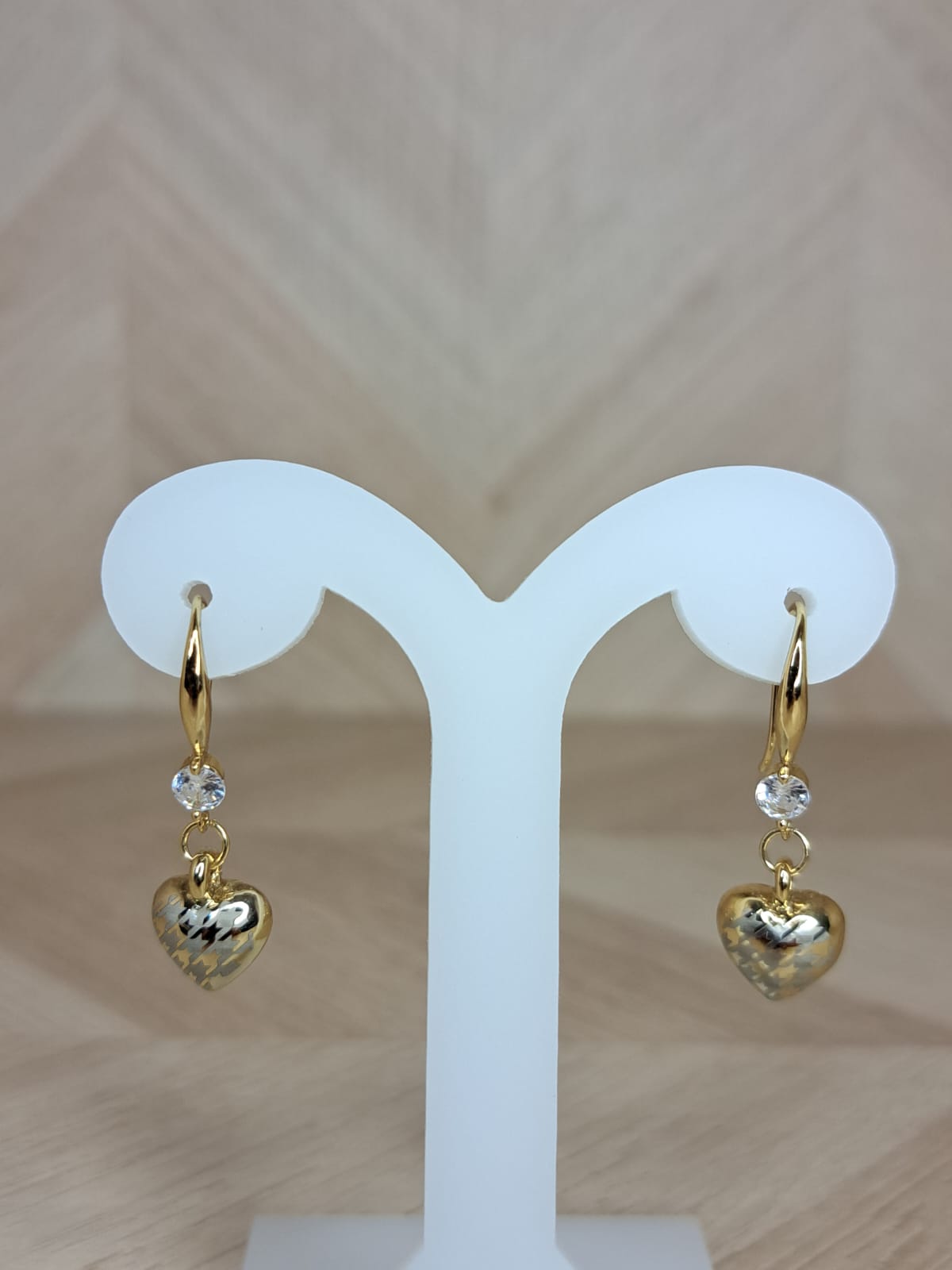 Joyeria Nice Aretes Dorado Corazon Piedra