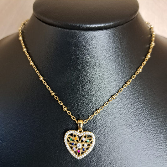 Joyeria Nice Collar Corazon Piedra Colores