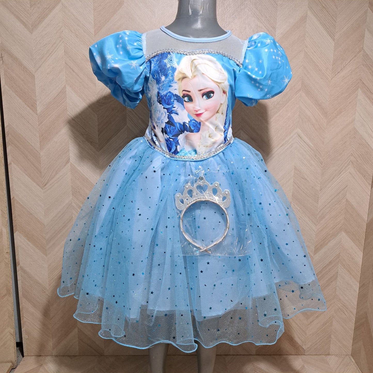 Cenicienta Vestido Frozen Azul Brillo Tul