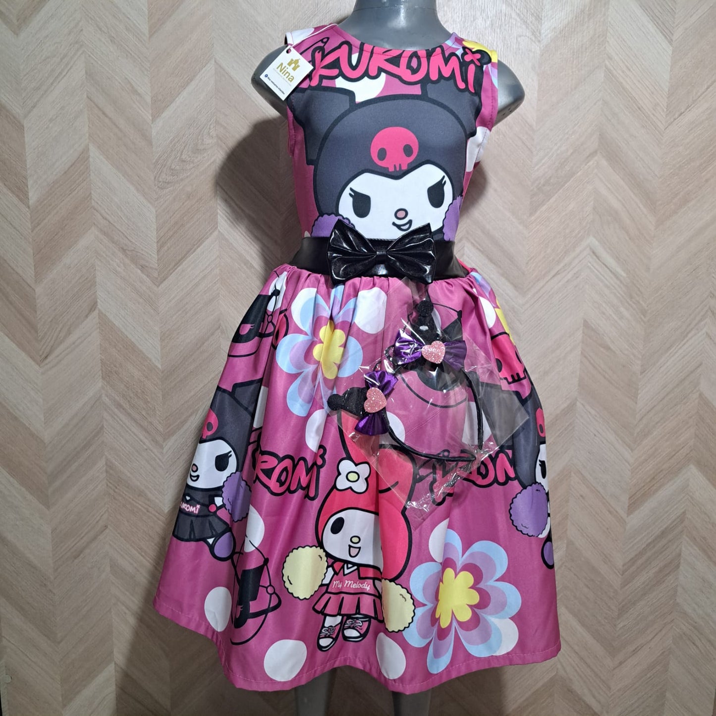 Niña Vestuarios Infantiles Vestido Kuromi Rosa