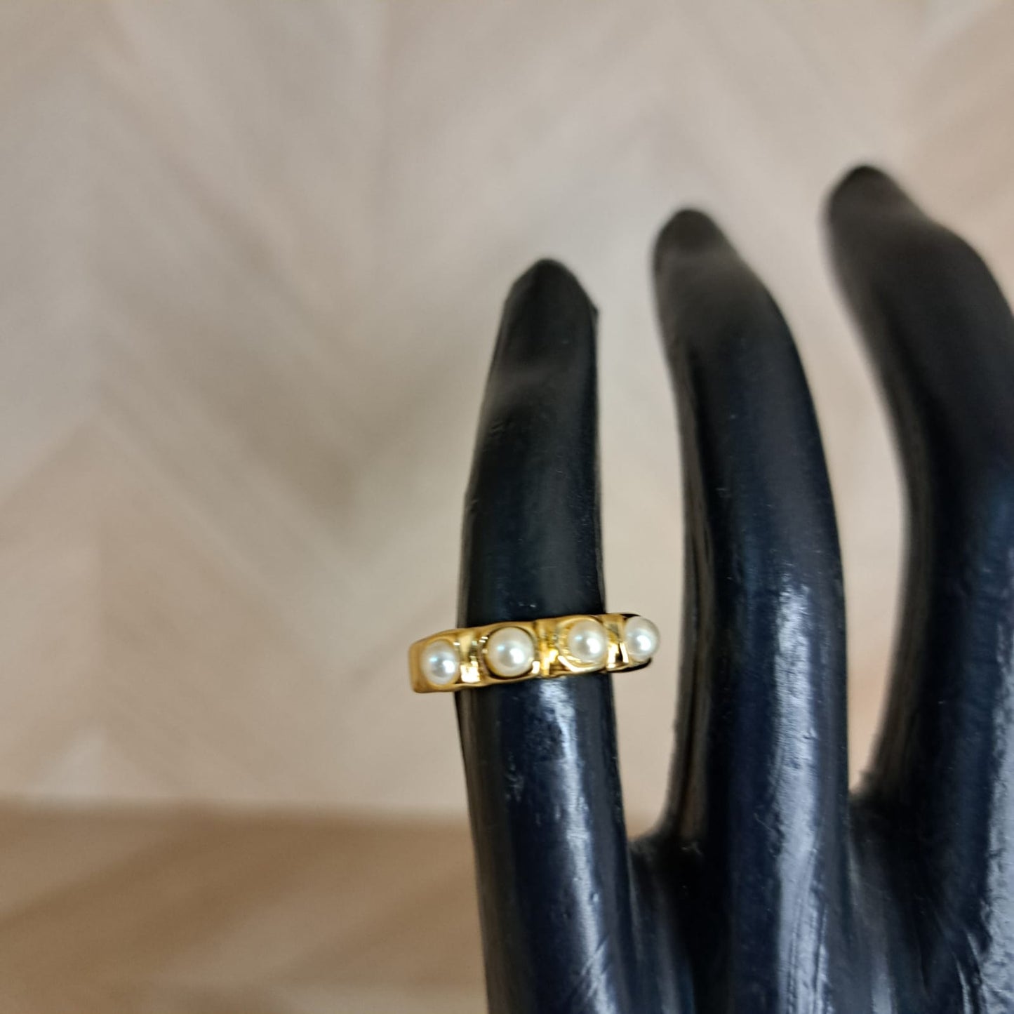 Joyeria Nice Anillo Dorado 4 Perlas