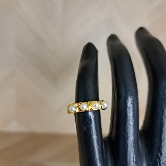 Joyeria Nice Anillo Dorado 4 Perlas