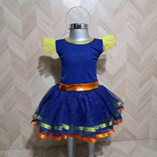 Niña Vestuarios Infantiles Vestido ByB Azul Naranja