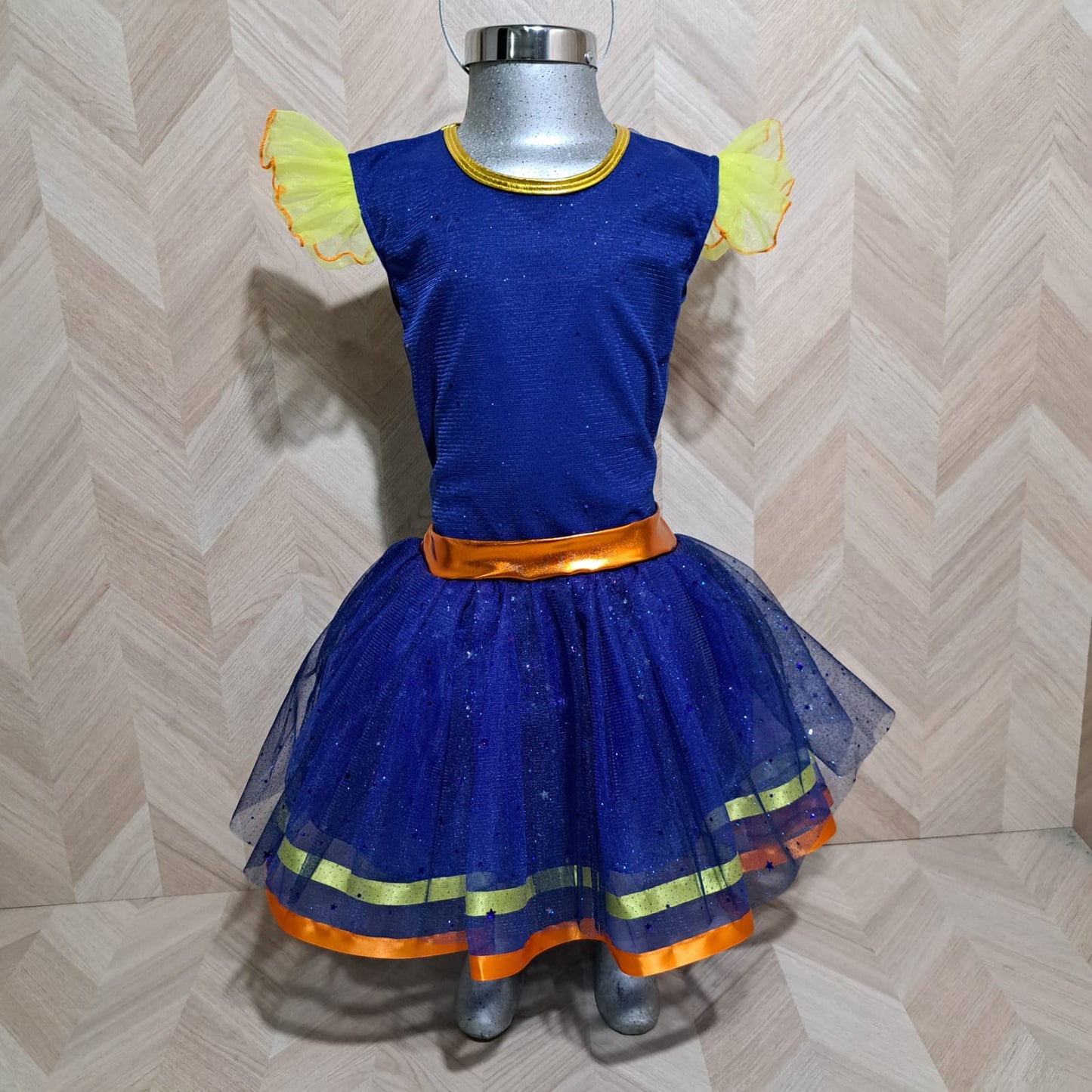 Niña Vestuarios Infantiles Vestido ByB Azul Naranja