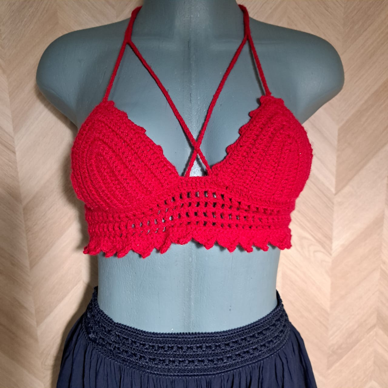 Novedades Dratz Top Crochet Guinda