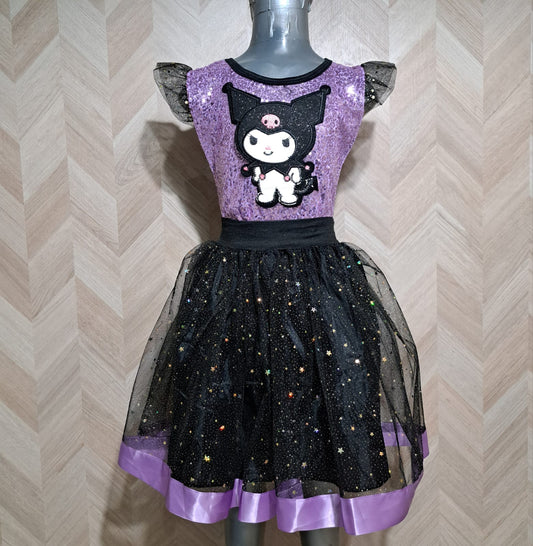 Niña Vestuarios Infantiles Vestidos Kuromi Tutú Morado 2pzas