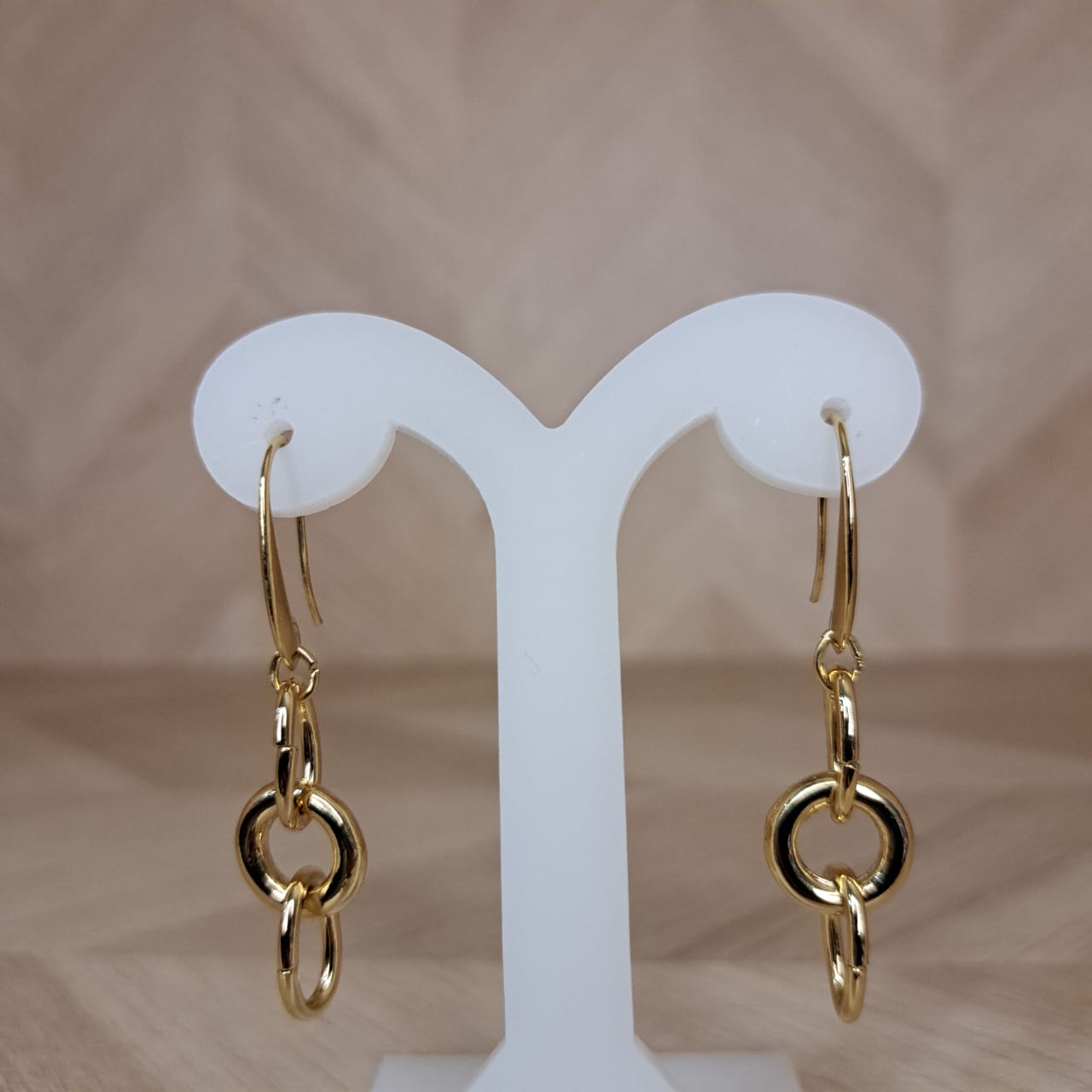 Joyeria Nice Aretes Dorados 3 Eslabones