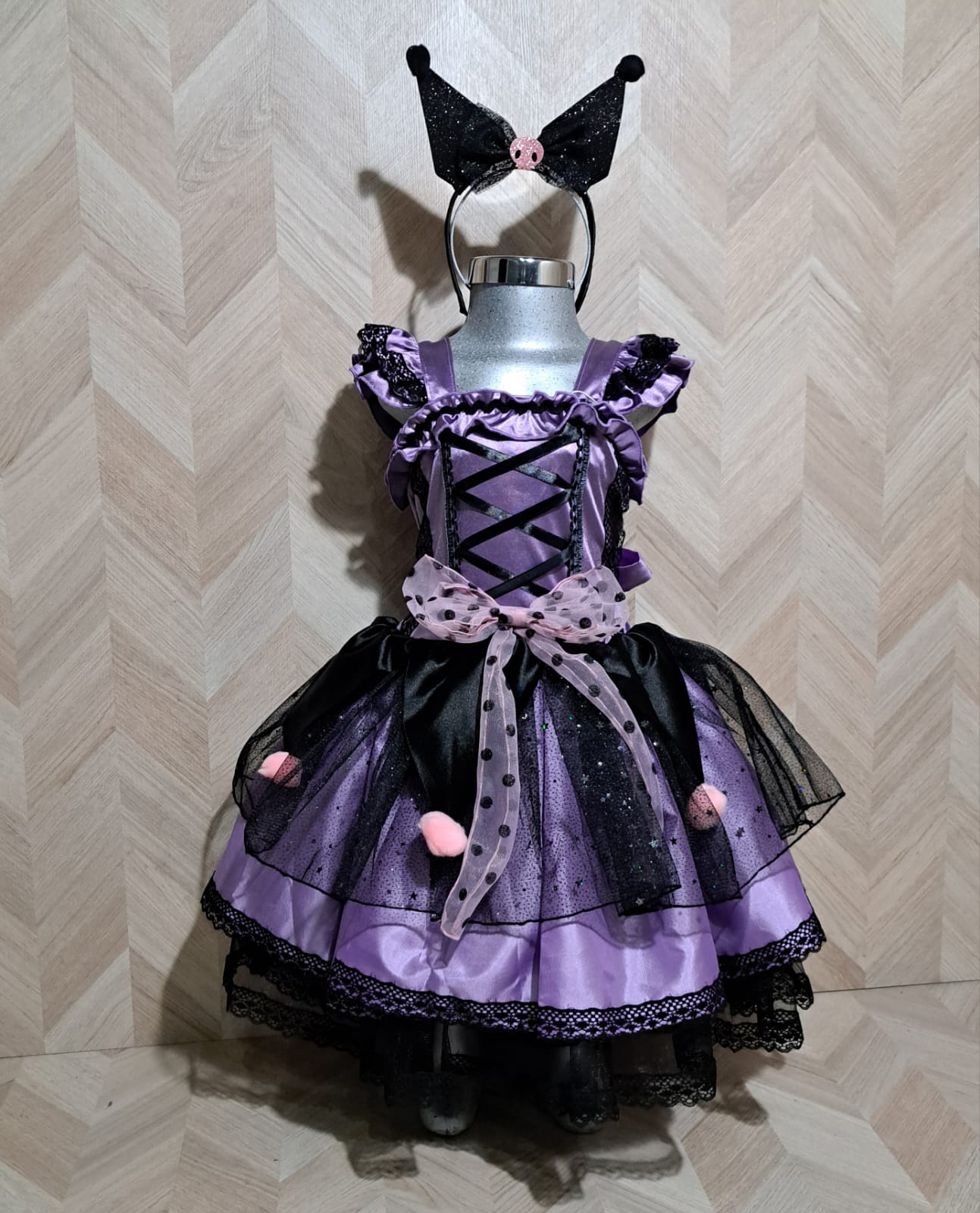 Niña Vestuarios Infantiles Vestido Gala Kuromi Lolita