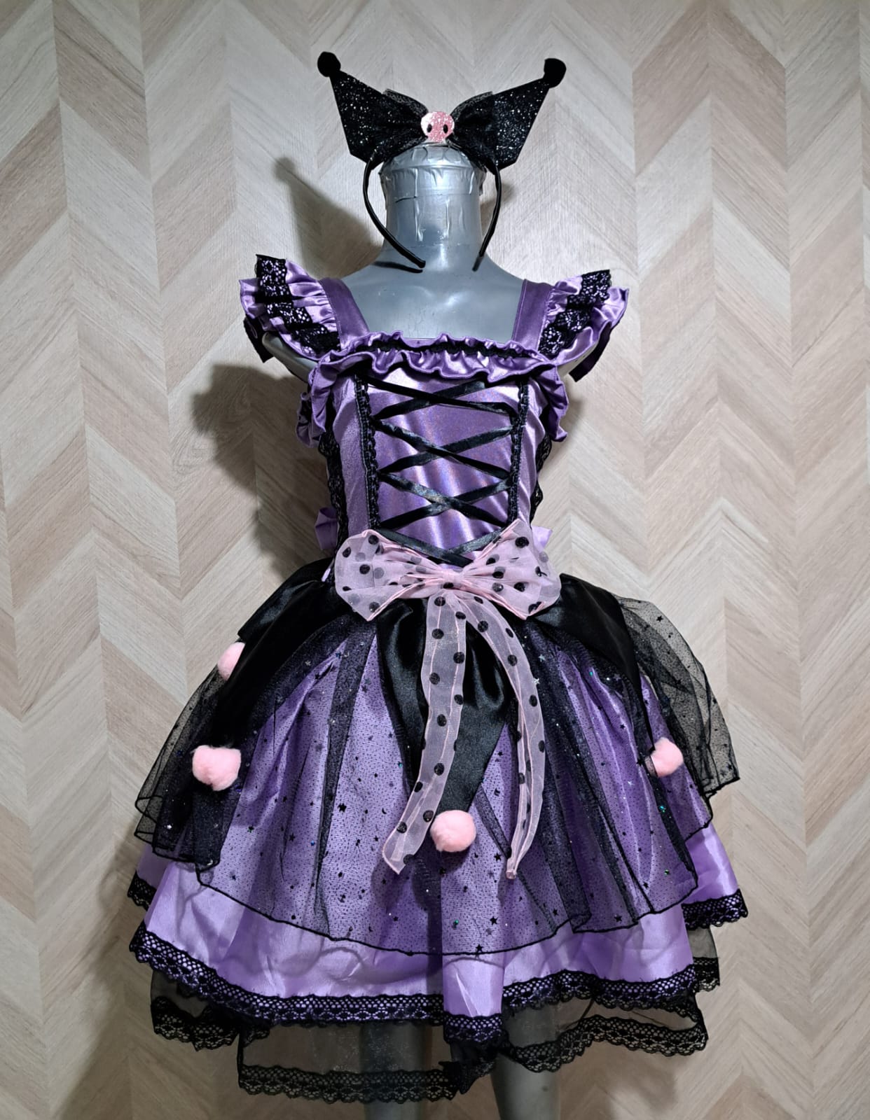 Niña Vestuarios Infantiles Vestido Gala Kuromi Lolita