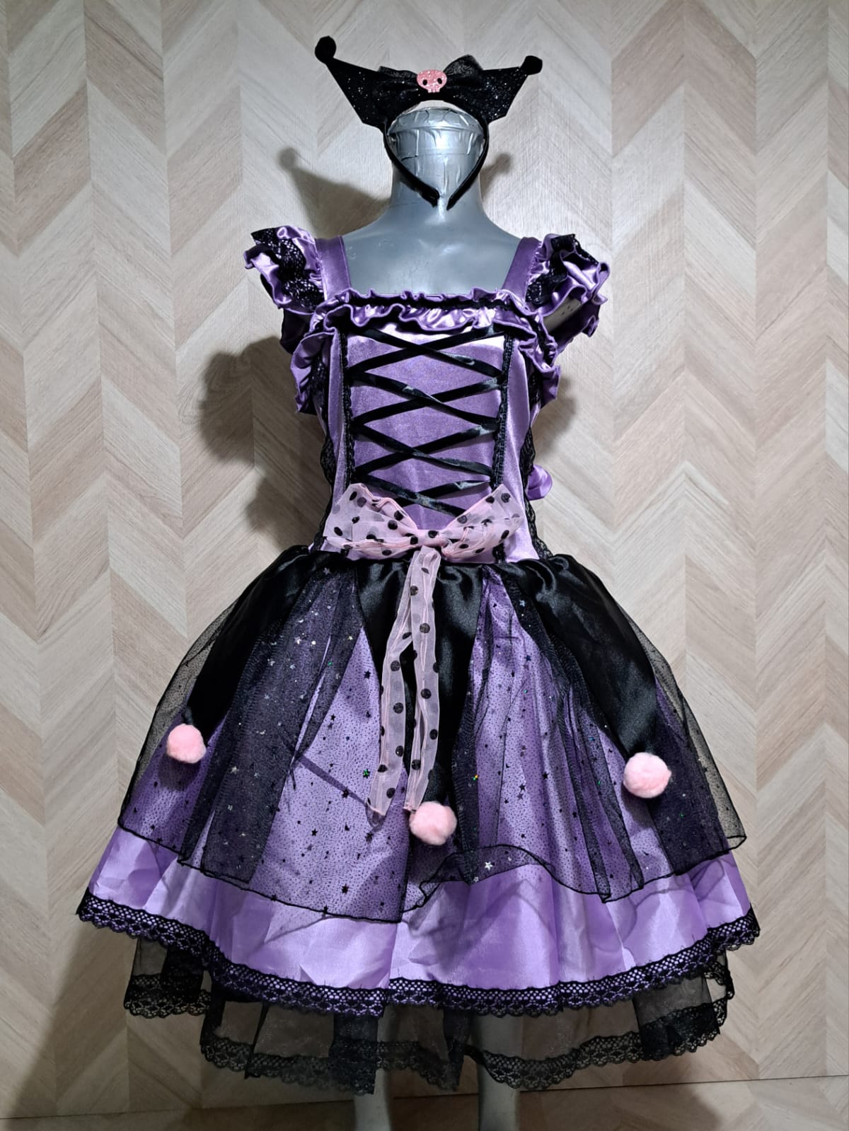 Niña Vestuarios Infantiles Vestido Gala Kuromi Lolita