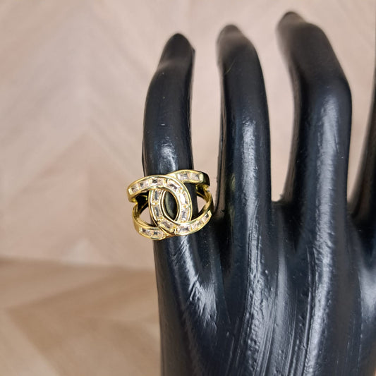 Mujer Moza Anillo Dorado Doble Herradura