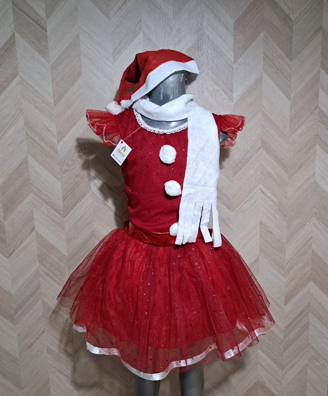 Niña Vestuarios Infantiles Vestidos Tul Santa Rojo