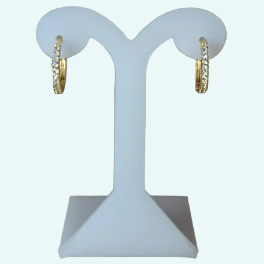 Mujer Moza Aretes Piedra Dorado