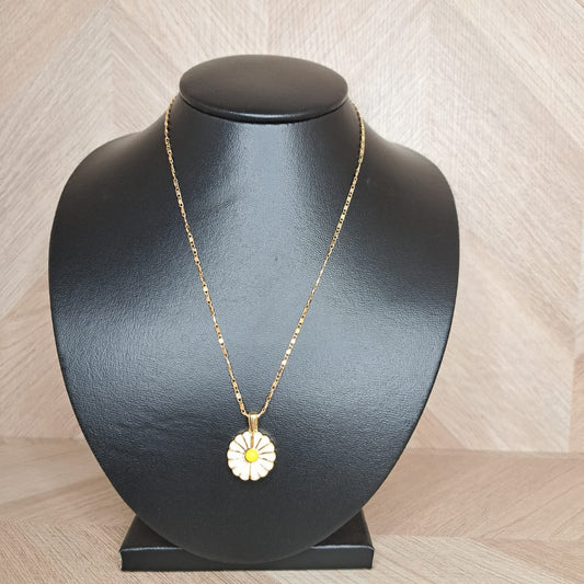 Mujer Moza Collar Girasol Blanco Amarillo