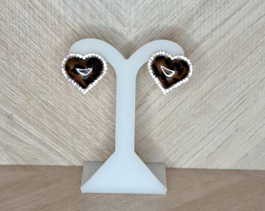 LaCasaDeLaPulsera Aretes Corazon Leopardo