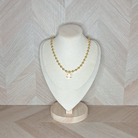 LaCasaDeLaPulsera Collar Dorado Dije Cristal