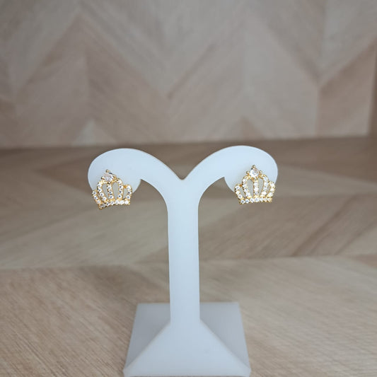 Mujer Moza Aretes Corona Brillos