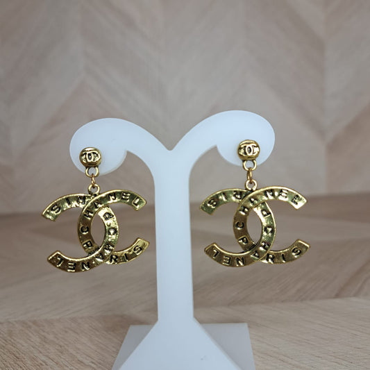 Mujer Moza Aretes Dorado Chanel Herradura