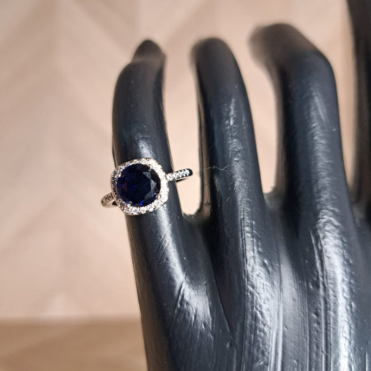 Mujer Moza Anillo Plata Piedra Azul