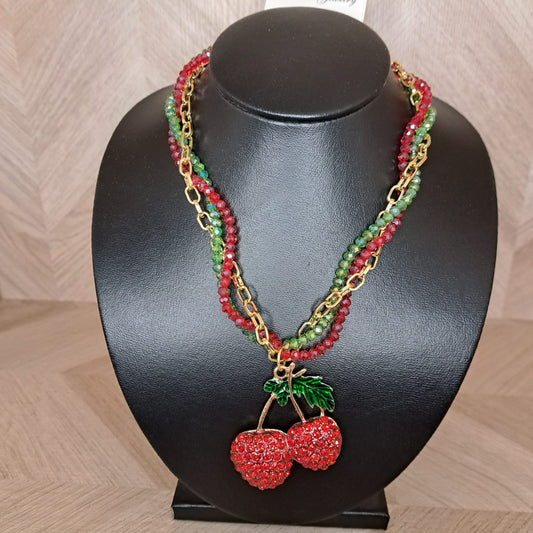 LaCasaDeLaPulsera Collar Fresas Cristales