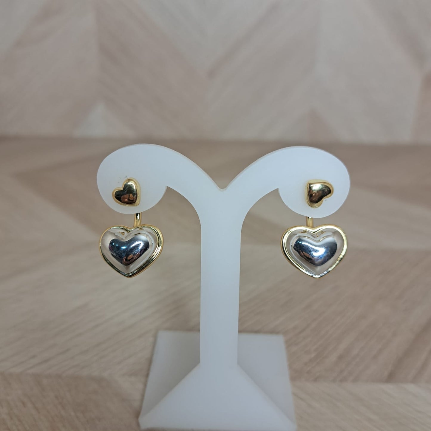 LaCasaDeLaPulsera Aretes Corazon Dorado Plata