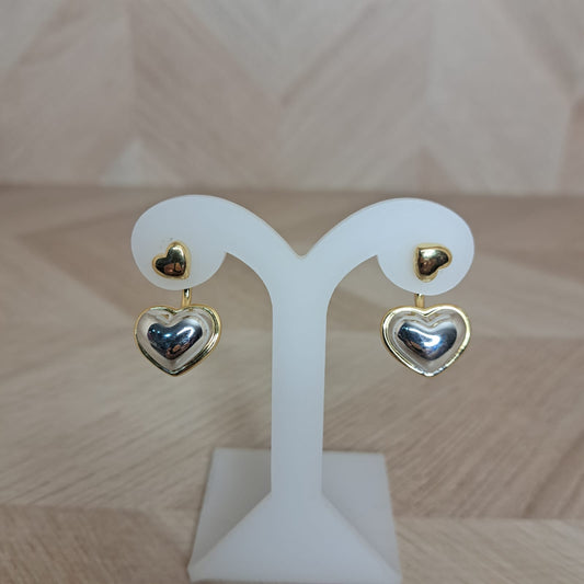 LaCasaDeLaPulsera Aretes Corazon Dorado Plata