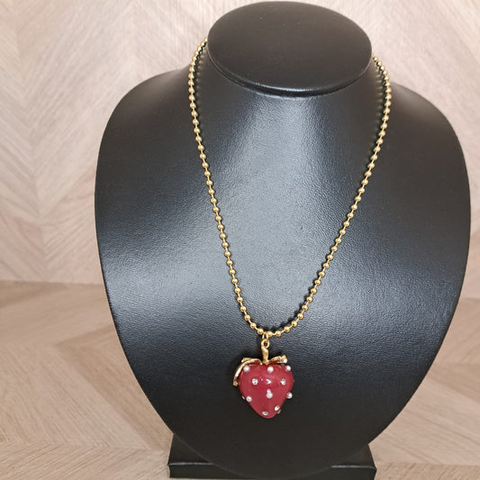 LaCasaDeLaPulsera Collar Dorado Cerezas