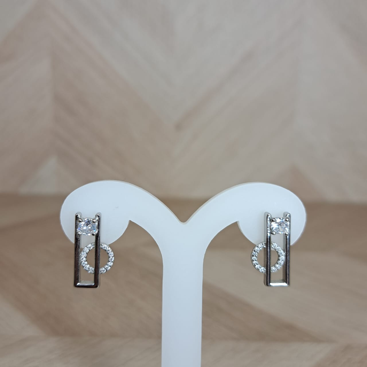 Joyeria Nice Aretes Plateados Piedra Circulo