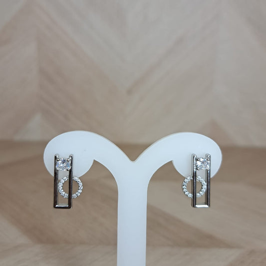 Joyeria Nice Aretes Plateados Piedra Circulo