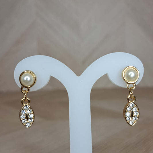 Joyeria Nice Aretes Dorados Perla Colgante