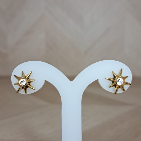 Joyeria Nice Aretes Dorados 8 Puntas