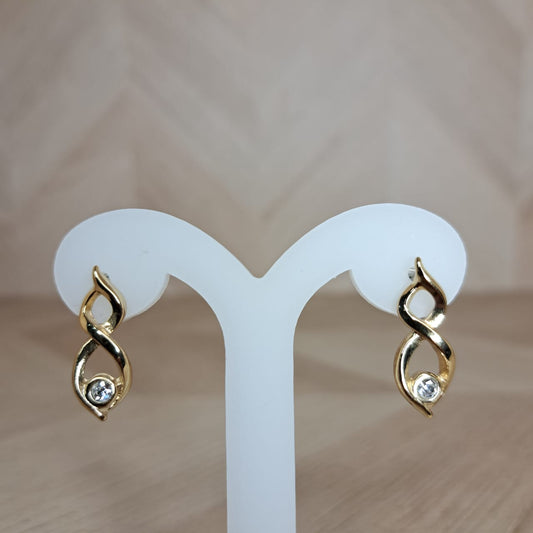 Joyeria Nice Aretes Dorados Ocho Piedra