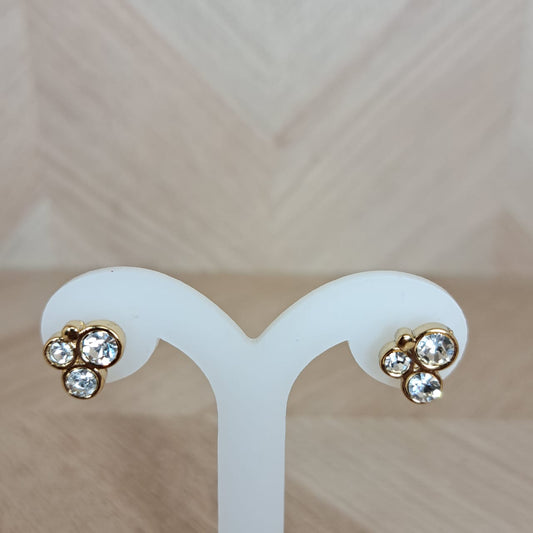 Joyeria Nice Aretes Dorados Hoja Piedras Lila