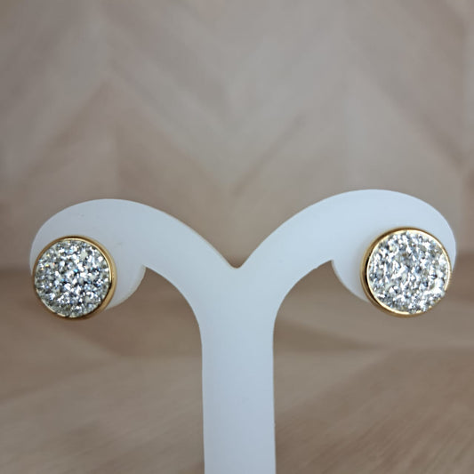 Joyeria Nice Aretes Dorados Piedras Redondas