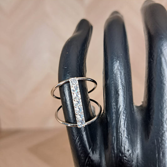 Joyeria Nice Anillo plateado largo 7Piedras