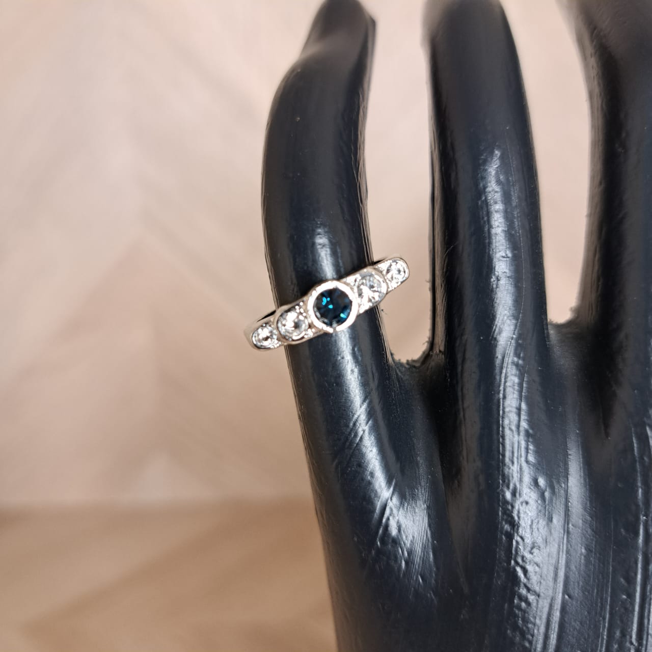 Joyeria Nice Anillo Plateado Piedra Azul