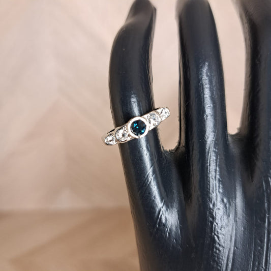 Joyeria Nice Anillo Plateado Piedra Azul