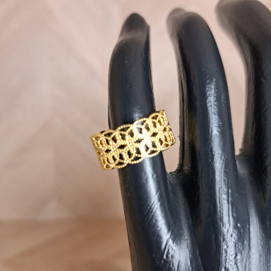 Joyeria Nice Anillo Dorado Ancho Circulos