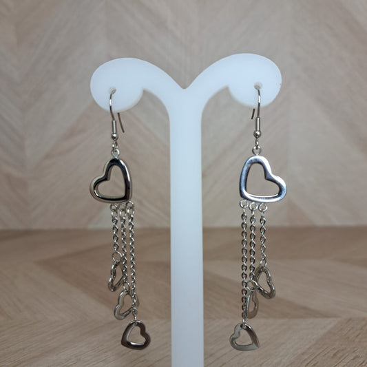 Joyeria Nice Aretes Plateados 4 Corazones Colgate