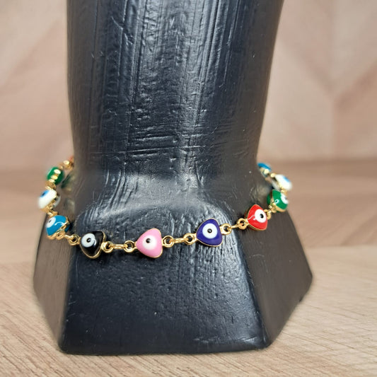 Joyeria Nice Pulsera Ojo Turco Corazones Colores