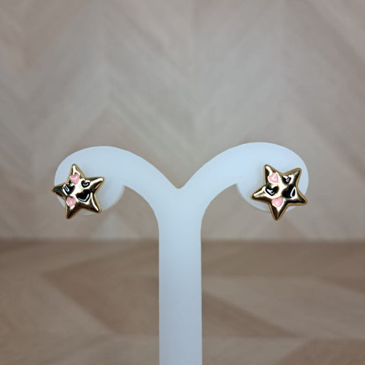 Joyeria Nice Aretes Dorados Estrellas Corazones