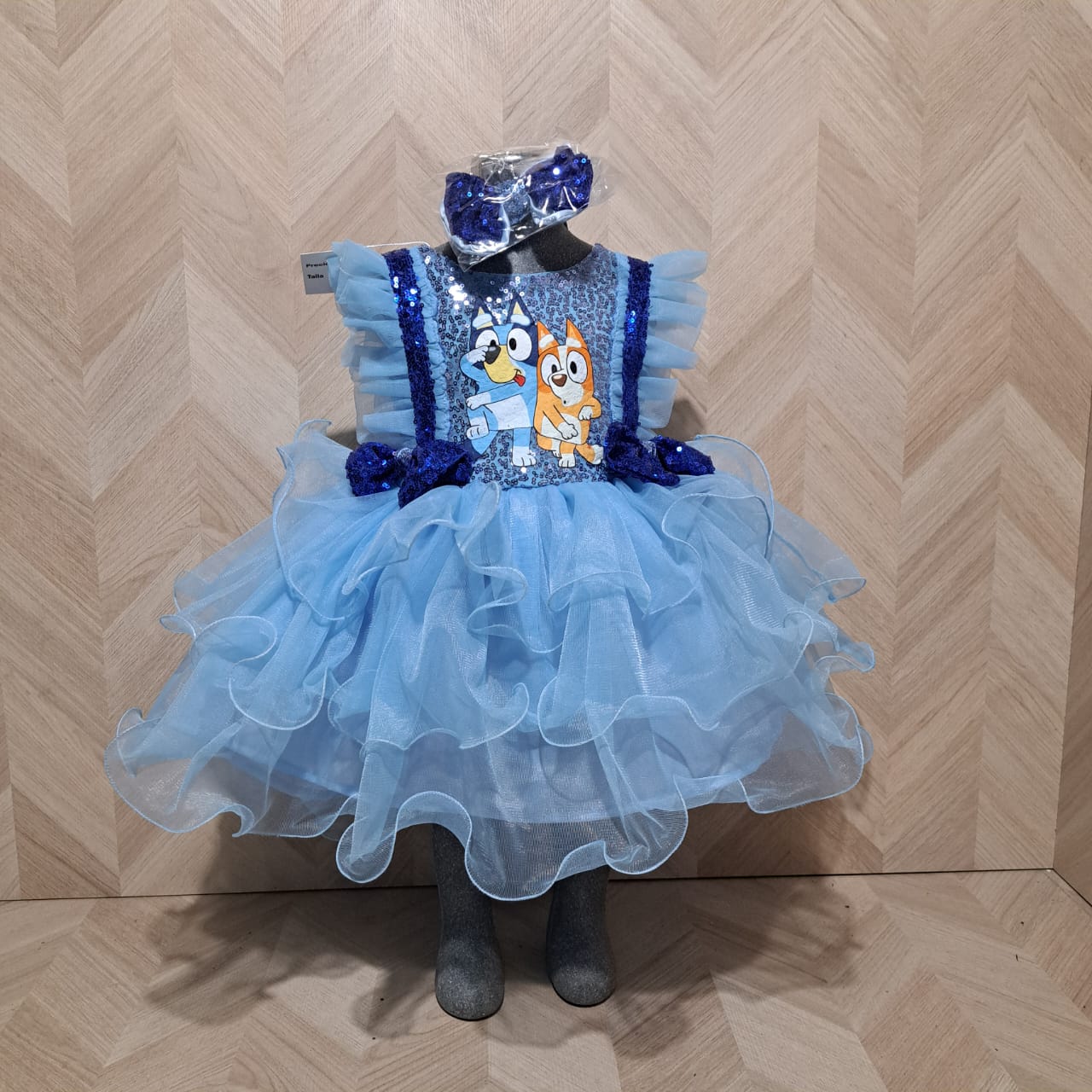 Niña Vestuarios Infantiles Vestidos Bluey Azul Lentejuela