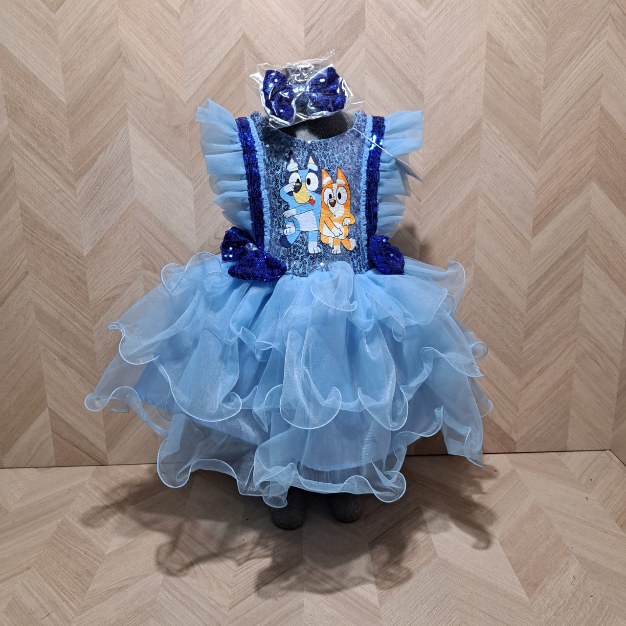 Niña Vestuarios Infantiles Vestidos Bluey Azul Lentejuela