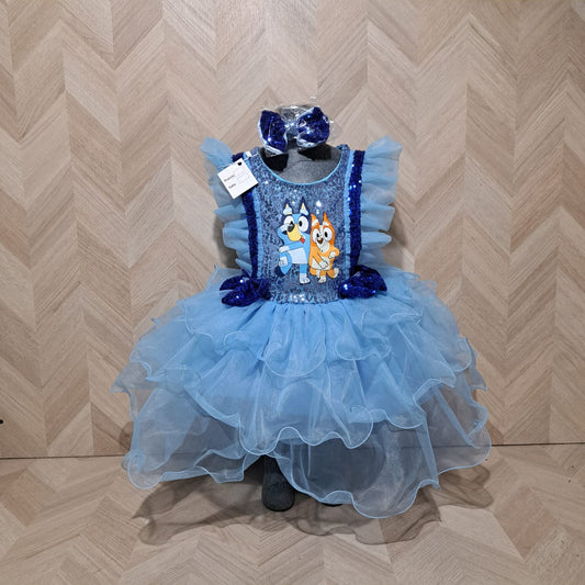 Niña Vestuarios Infantiles Vestidos Bluey Azul Lentejuela