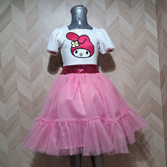 Niña Vestuarios Infantiles Vestido May Melody Lentejuelas Blanco Rosa