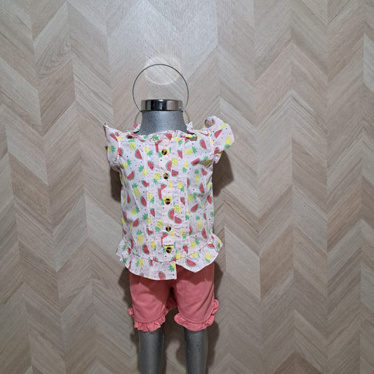 Panditastyle Traje Sandia Piña Rosa 2Pzas