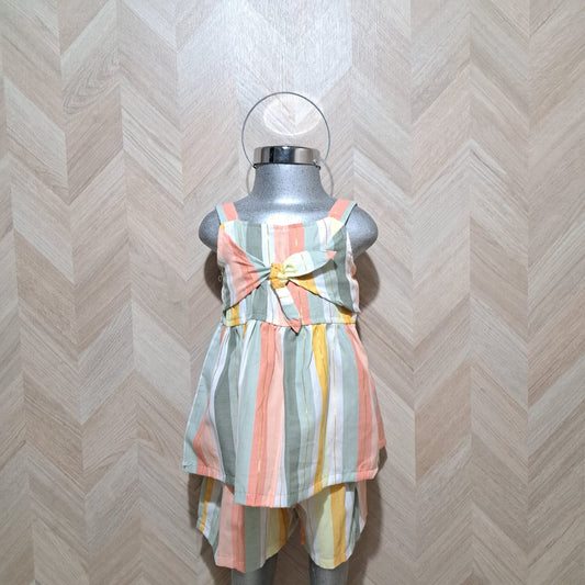 Panditastyle Traje Verde Rosa Rayas 2Pzas